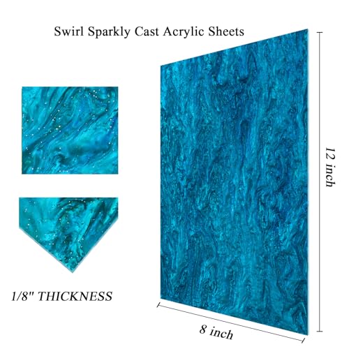 Image of TOEPODO Pearl Cast Acrylic Sheets Pearlescent Glitter Acrylic Sheet 1 /8 Thickness Acrylic Sheets for Laser Cutting for Art Design DIY Crafts /Home Deco (3, Blue, 8x12 Inch)