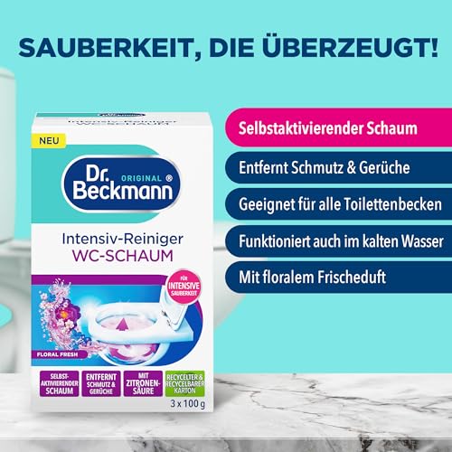 Dr. Beckmann Intensiv - Reiniger Wc-Schaum | Selbstaktivierender Schaum 3x 100 g | Floral Fresh