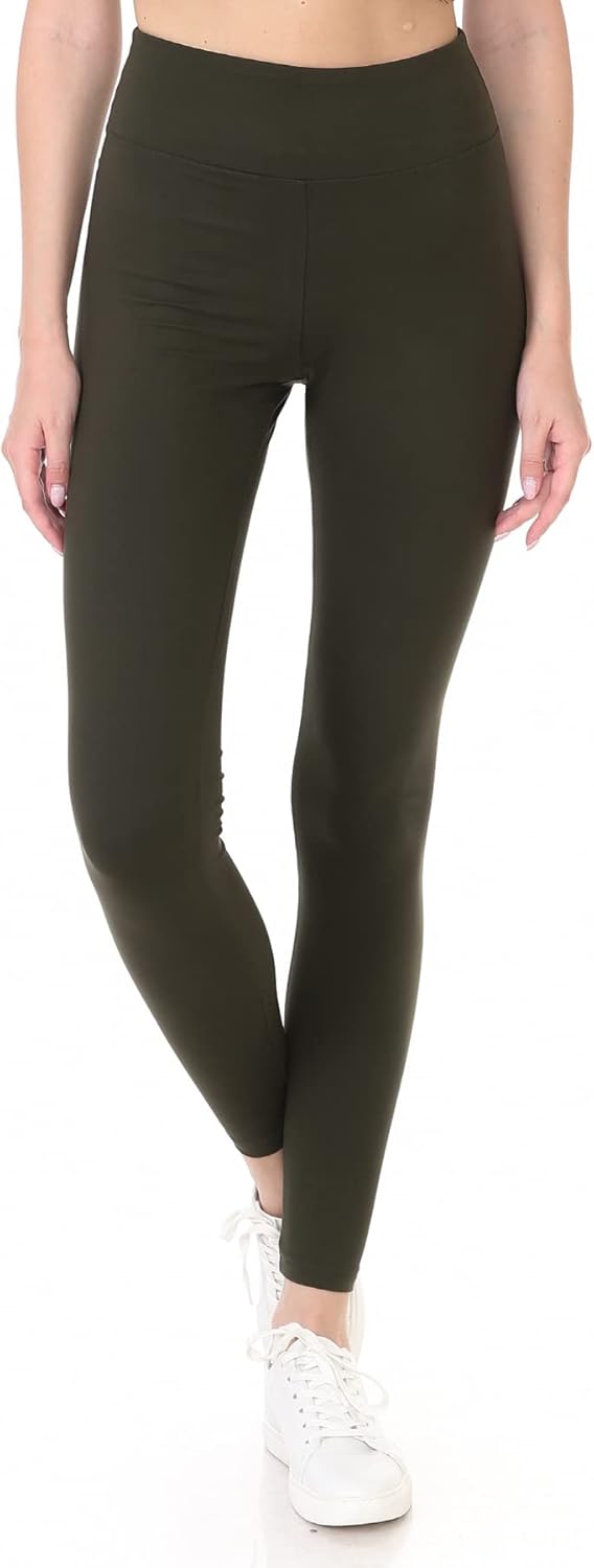 Women's 3" Yoga Waistband Activewear Comfort Leggings Small Olive