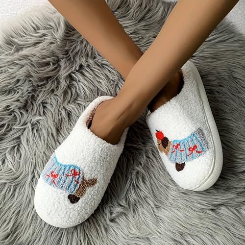 dackel hausschuhe damen Hausschuhe Warm Damen Herren Lustig Filzhausschuhe Fell Unisex Für Gefütterte Winter Winterhausschuhe Home Slippers Women Männer Hellblau 40