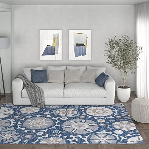 Alise Rugs Carrington Transitional Floral & Botanical Indoor Area Rug Grey 7'6 x 9'10