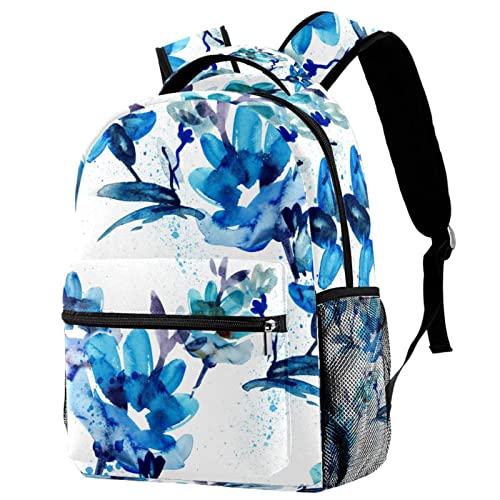 Sac à dos de voyage à fleurs bleues enfant loisirs grand format