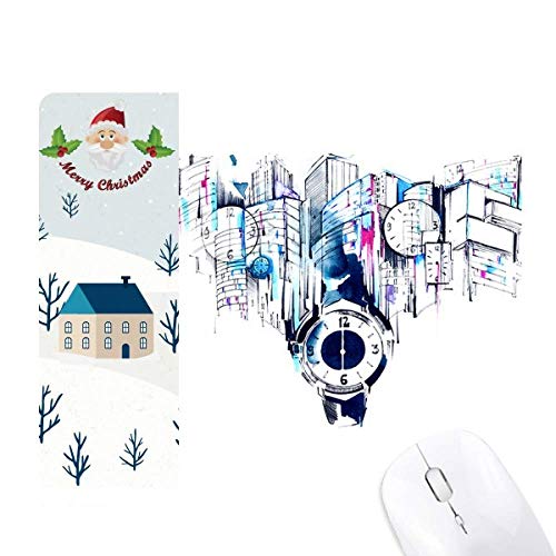 Tapis de souris aquarelle avec horloge de la ville pour salon ou bureau
