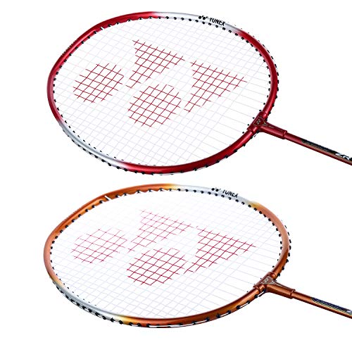 Image of YONEX ZR 100 Light Aluminium Blend Badminton Racquet with Full Cover (Red /Orange) - Set of 2