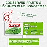 Alfapac SF 1 Frischhaltebeutel, 15 Stück je Packung, 3 Packungen, mikroperforiert, 27 x 28 cm, wiederverwendbar, Reißverschluss, Durchsichtig, Polyethylen (PE), rechteckig