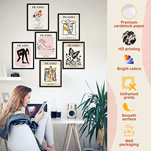 97 Decor Picasso Wall Art - Pablo Picasso Poster for Room, Picasso Prints Abstract Picture, Minimalist Art Gallery Print, Minimalistic Wall Art Decor, Picasso Line Drawing Posters Set (8x10 UNFRAMED)