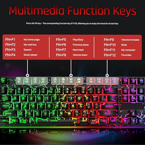Teclado Gamer Guiheng Crack Rainbow USB QWERTY RGB miniatura 4