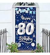 GoldRock 80 Geburtstag Deko Banner Blau, 80. Geburtstag Mann Frau,Geburtstagsbanner 80 Jahre,Gebu...