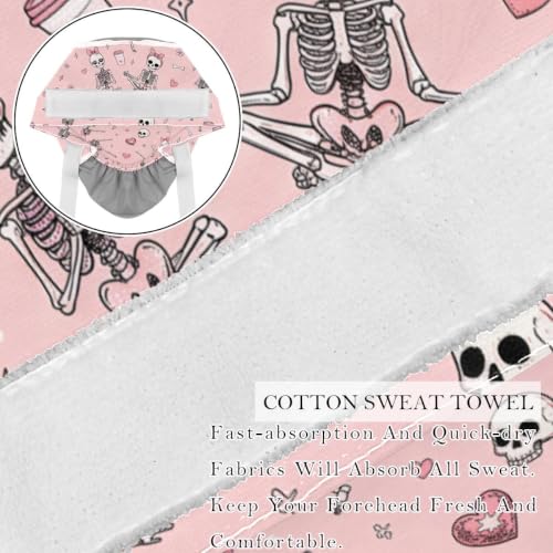 Image of 2 PCS Bouffant Cap with Button Ponytail Pouch Working Cap Sweatband Adjustable Surgical Cap Black and White Cow