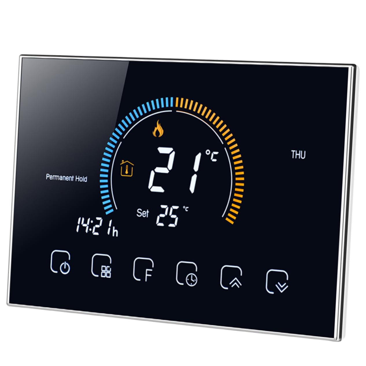 VILLCASE Termostato Digitale da Incasso per Riscaldamento a Pavimento, Nero, Schermo Lcd 4,8 Pollici, Temperatura Precisa ±1°c, Sicuro e Affidabile