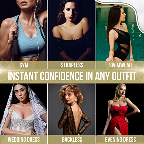 FASHLON Boob Tape, 2-Roll, Safe for Sensitive Skin, Fits A-DD Cups, Breast Lift Tape with Silicone Nipple Covers4