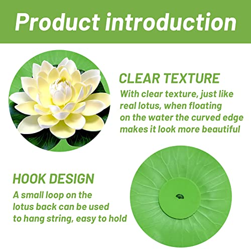 Schwimmende Blumen, 6 Stück Künstliche Seerosen, Schwimmende Seerose Klein, Künstliche Blumen White Lotus Simulation Schwimm Teich Lotus für Aquarium Terrasse Garten Pool Garten Teich (Weiß)