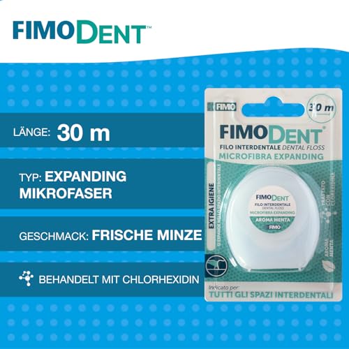 Fimodent Zahnseide 30 m - Mikrofaser, Dehnt Sich Zwischen den Zähnen für Maximale Hygiene, Ideal für Normale und Weite Zwischenräume – Bild 3