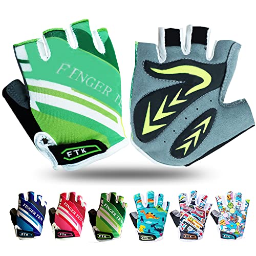 Finger Ten Niño Ciclismo Guante al Aire Libre Carretera Ciclismo Montaña Barra de Mono, Niño Ciclismo Guante al Aire Libre Carretera Ciclismo Montaña Barra de Mono, Gel Acolchado Bicicleta Medio Dedo Cover