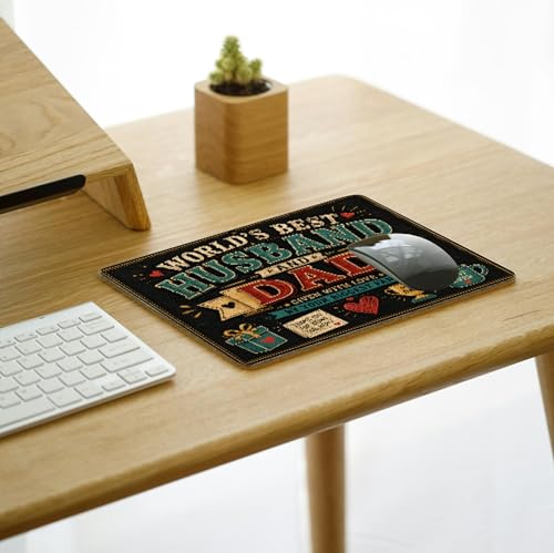 Image of World's Best Husband and Dad Mouse Pad 9 x 7.5 Inch (23 x 19 cm) Mouse Pad | Non-Slip Rubber Base | Smooth Surface