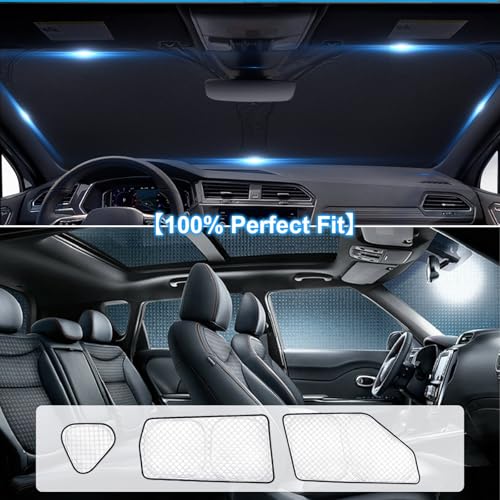 Image of KMF 8pcs Thicken Sun Shades for Kia Soul 2014-2019 Accessories, Soul Full Car Window Covers Sunshade for Windshield Side Rear, UV Block and Protect Privacy Blackout for Car Camping Outdoor