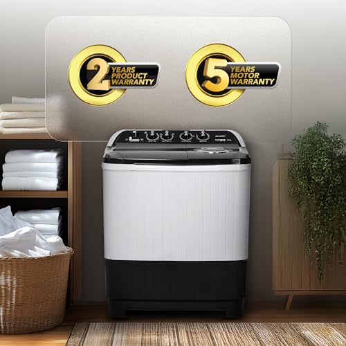 Image of SHARP 9.0 kg, 5 star Semi-Automatic Top Loading Washing Machine with HydroBlast Wash, Quadroniq Pulsator, Wave Dry Ring, 1300 RPM (ES-SD90NB-TS, Steel Grey, Pure Wave+)