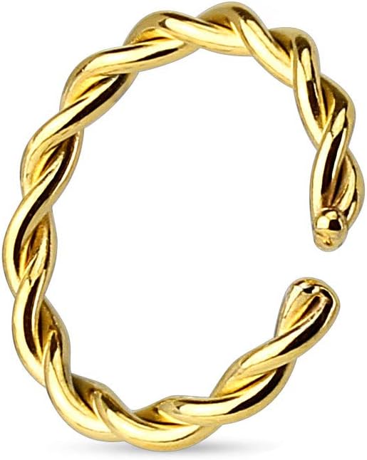 (2 Pieces 20g Fake Nose Hoop Ring Annealed Bendable 316L Surgical Steel (8mm Diameter)