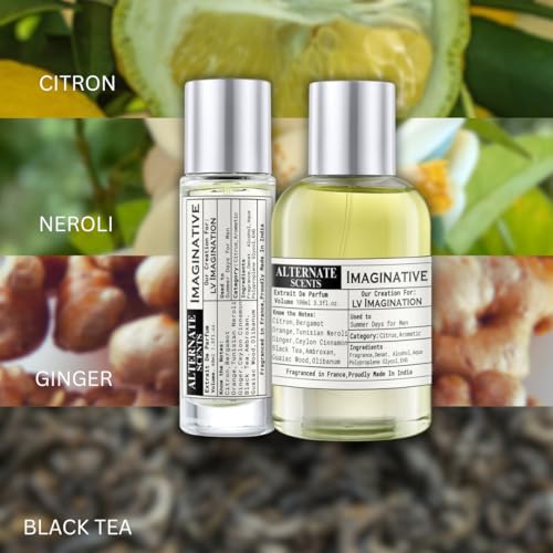 Image of Alternate Scents IMAGINATIVE 40ml Long Lasting Perfume For Men |Strong& long Lasting with 30% Oil Concentration|Fresh Citrus Tea-Based| Fragrance From France | Made In India|