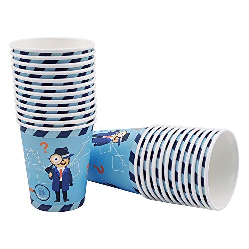 48 Piece Detective Spy Secret Agent Theme Disposable Paper Plate, Cup Set, Including 24 Dessert Plate, 24 Cup, Kids Birthday Baby Shower Party Plates Set, Tableware Dinnerware Set, Serves 24 #TOP6