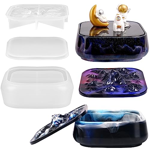 Moukiween Large Storage Box Molds with Lid, Resin Jar Mold, Silicone Box Mold for Storage Jewelry Epoxy Casting DIY Crafts
