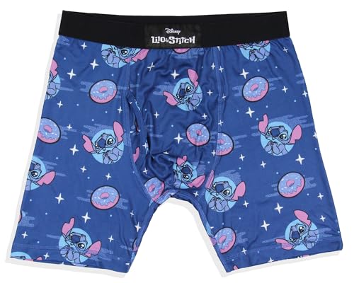 Disney Mens' Lilo and Stitch Donuts Tag-Free Boxers Underwear Boxer Briefs For Adults