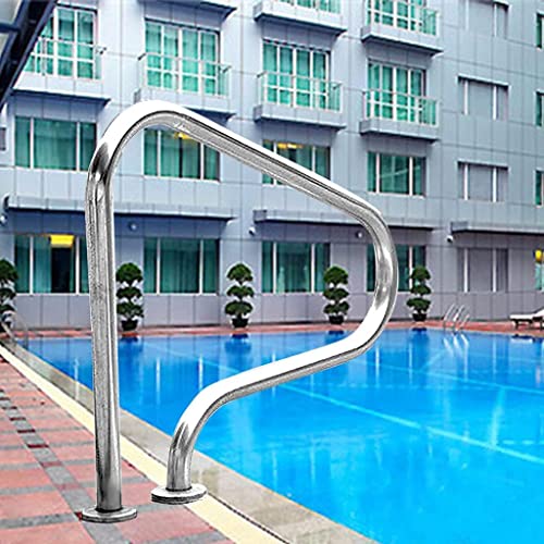Main courante d'escalier de piscine à 3 coudes avec plaque de base - 2