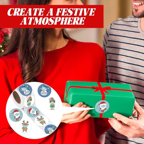 Hugfads 500 Stück Weihnachtsaufkleber, Runder Aufkleber, Decoration Etiketten für Weihnachten, Geschenktüten, Geschenkpapier - Image 4