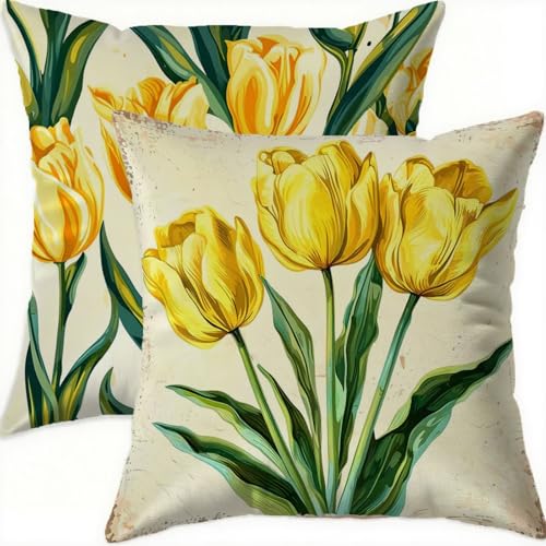 Taie oreiller 65x65 décorative jaune imperméable pour grand coussin - 2