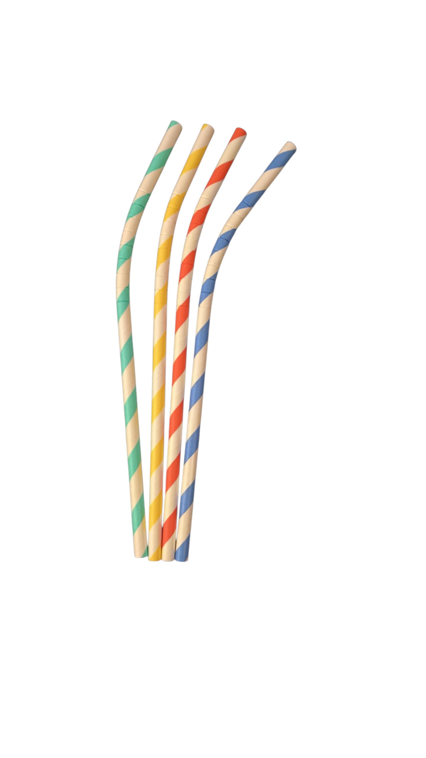 Lot de 1000 Pailles en Papier Flexibles & Colorées 20 cm x 6 mm – Paille Pliable (Ne ramollit pas : 3 Couches) – Biodégradable – Blanc avec Motifs Jaune, Vert, Bleu, Rouge