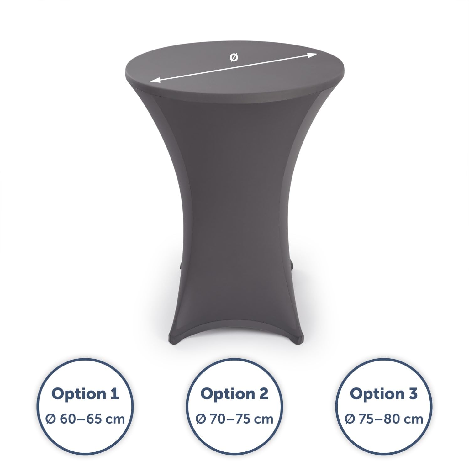 Blumtal Mantel de Mesa Redonda Ø 70-75 cm Set de 5 - Oeko-Tex Certificado - Elegantes Manteles de Mesa estirables - Funda Lavable en Lavadora Ideal para Catering o Cocteles - Mantel Antracita