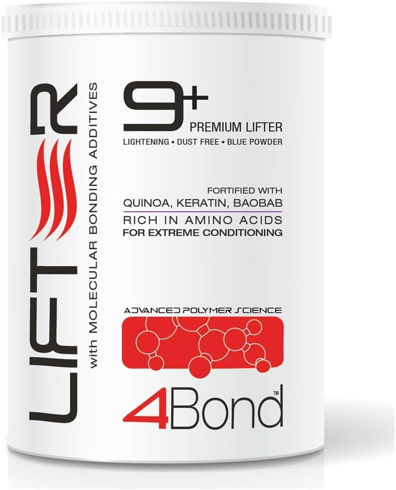 4BOND Premium Hair Bleach Powder Lightener | Blue Based Lightener | Up To 9 Levels Of Lift | Infused with Amino Acids, and Quinoa, Keratin and Baobab Proteins For Repairative Conditioning 16 Fl Oz
