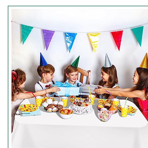 Image of tujol White 6 Pack Plastic Table Cloth 54 inch x 108 inch, Disposable Tablecloths Rectangle Table Cover, Plastic Tablecloths for Parties