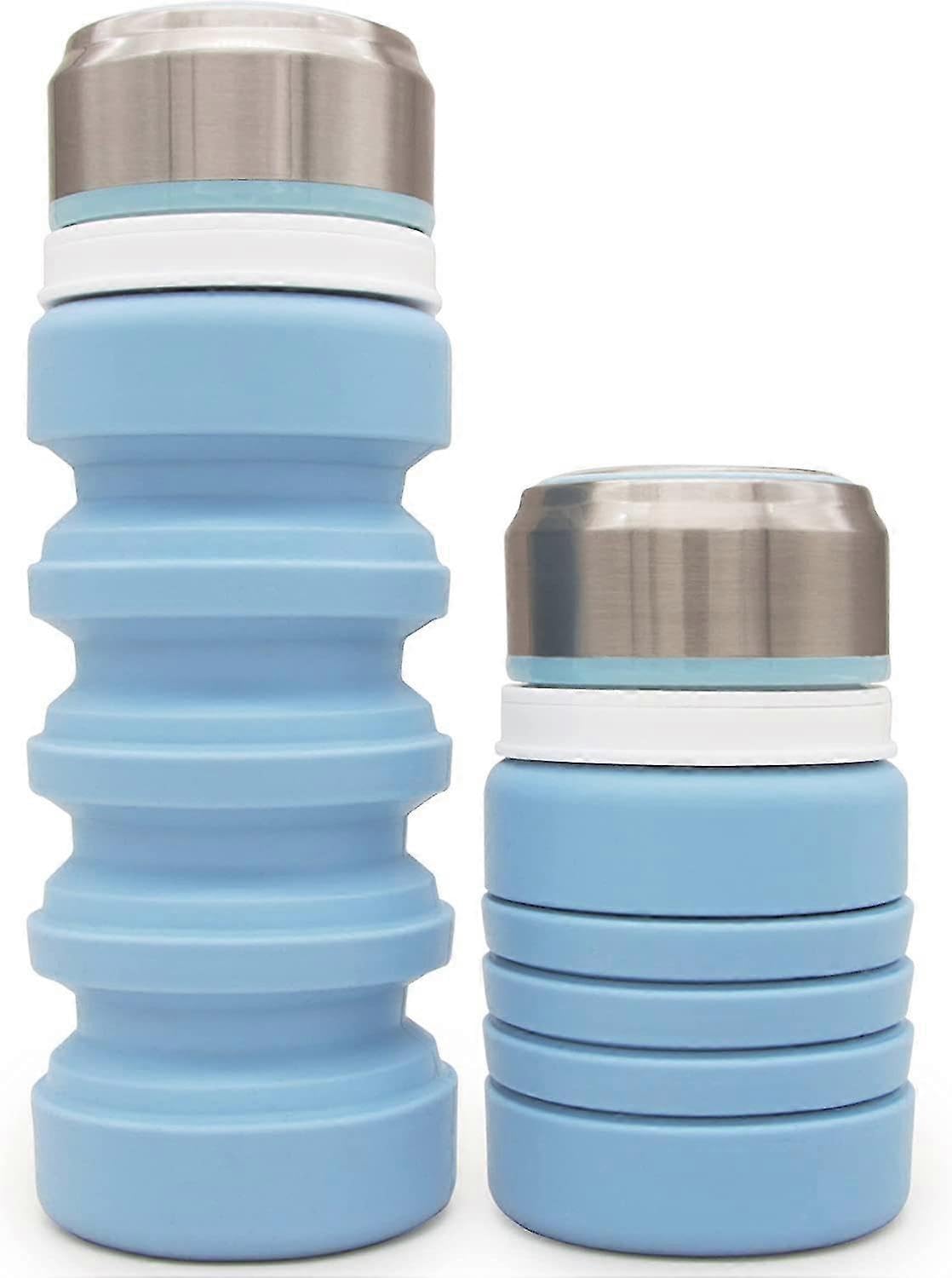 JOYHAPPST Suck Uk Collapsible Water Bottle | Reusable Drinks Bottle Travel Mug | 500ml Gym Bottle Flask | Blue