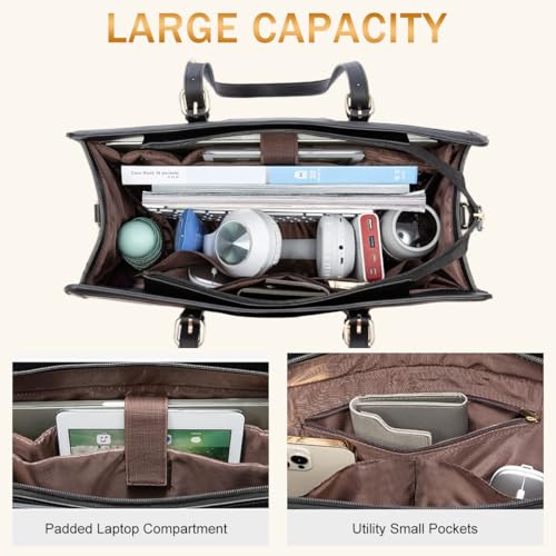 Image of PALAY Tote Bag for Woman 15.6 inches Laptop Tote Bags PU Leather Business Briefcase Shoulder Bag Commuting Handbag Crossbody Bags for Women