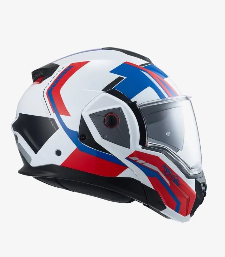 NZI Casco Modular NZI Fastback Duo 180º Shadow Blanco Azul Rojo Abatible con Visor Solar - Unisex Hombre y Mujer - Homologado P/J ECE 22.06 (XXL)
