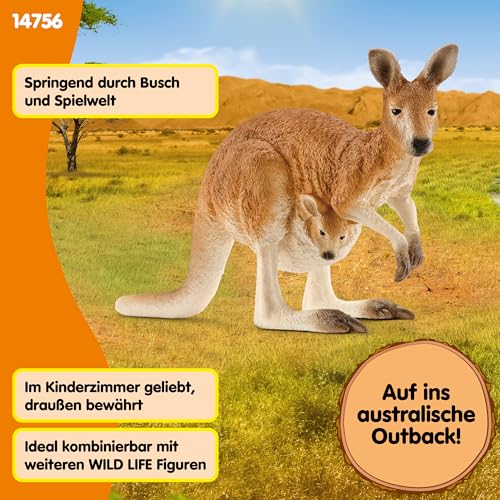 SCHLEICH WILD Life | Känguru 14756 | detailgetreue Tierfiguren | Zoo Spielzeug | tolles Geschenk für Jungen und Mädchen | Deko für Geburtstag | Spielfigur ab 3 Jahren | 12 x 4 x 7 cm