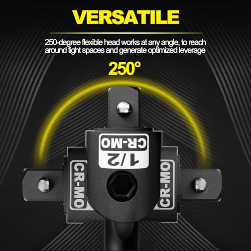 Image of 1 /2 inch Drive 25-Inch Breaker Bar, Heavy Duty Extension Breaker Bar with 250 Swivel Head, CR-MO Steel, Defeats Rusted and Frozen Fasteners