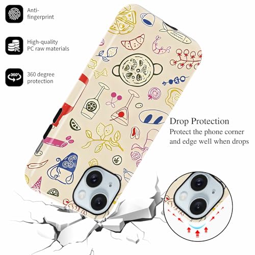 Coque iPhone 15 en TPU souple et PC rigide design d'été