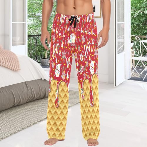 Mens Cotton Pajama Pants Stripes Christmas Tree Heart Sleepwear Pj Bottoms Lightweight Lounge Pants S-XXL4