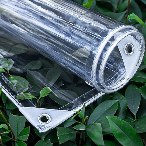 650g/㎡ Telone Trasparente Antivento Antipolvere Pieghevoli Resistente Alle per Esterno,0.55mm Spessore 1x2m Telo di Protezione Resistente UV Antistrappo in PVC Spaziatura dei Fori 30cm