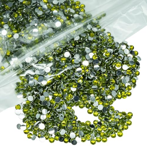 qiipii 14000PCS 2mm Crystal Olive Green Resin Rhinestones for Crafting Flatback Stones Bulk SS6 Diamonds Crystals Gems Charms for Nails Face Eyes Makeup Tumblers Bottles DIY Crafts Clothes Shoes Phone