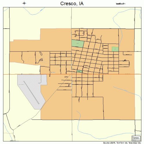 Large Street & Road Map of Cresco, Iowa IA Printed poster
