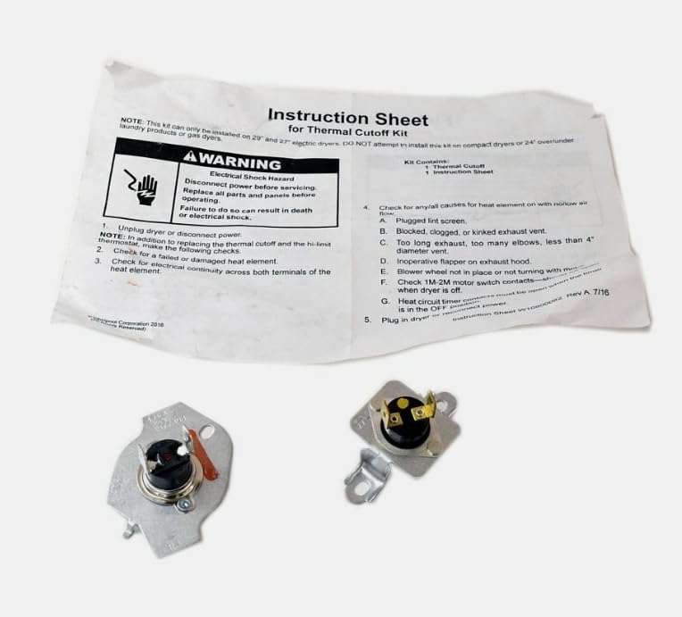 New Genuine Dryer Thermal Cutoff Fuse Kit W11050897，Replacement for Whirlpool OEM