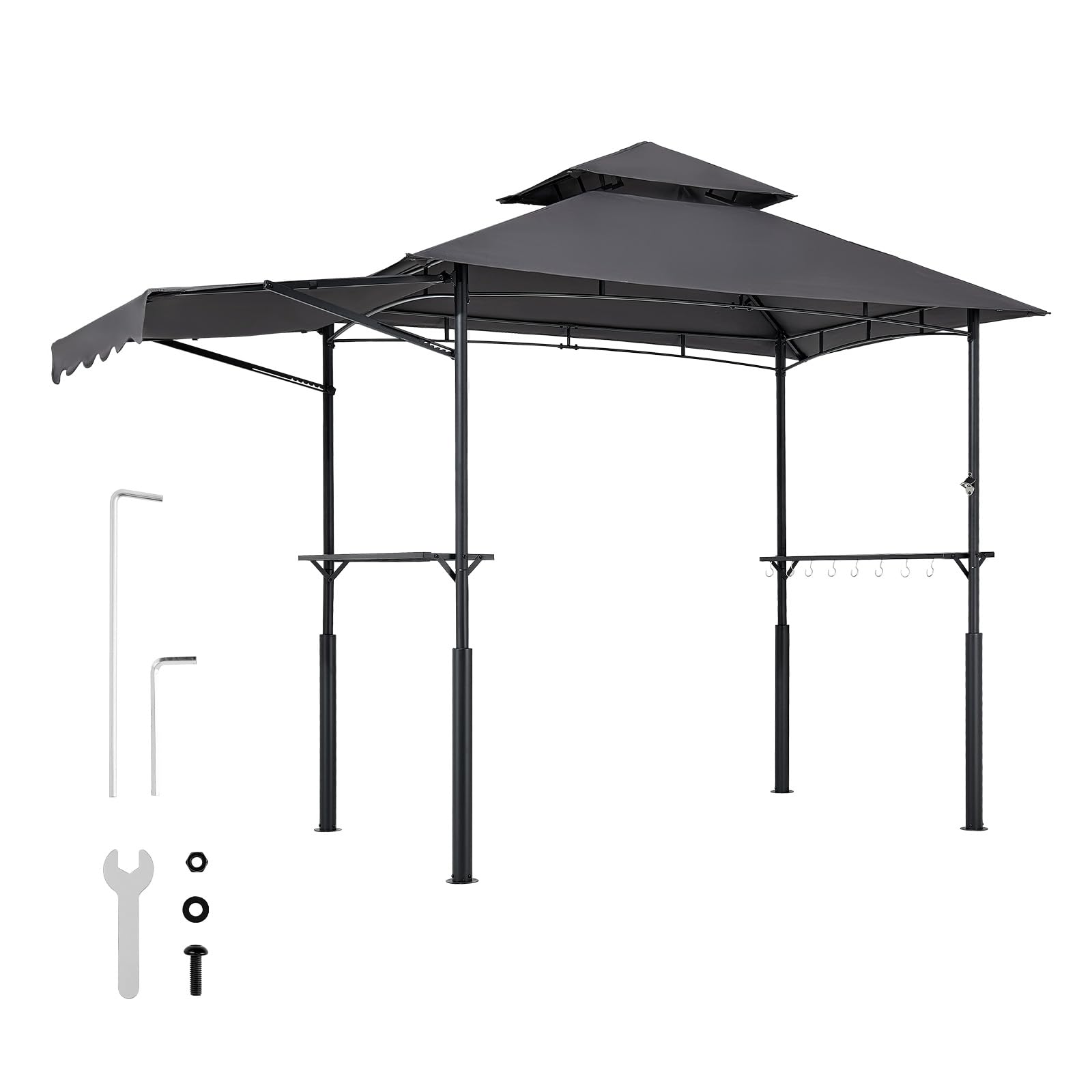 VEVOR Gazebo per Barbecue 243 x 150 cm, Gazebo per Barbecue da Esterno con Tetto Tettoia Parasole, Copertura per Barbecue da Giardino in Acciaio Verniciato a Polvere, per Grigliate, Feste, Picnic