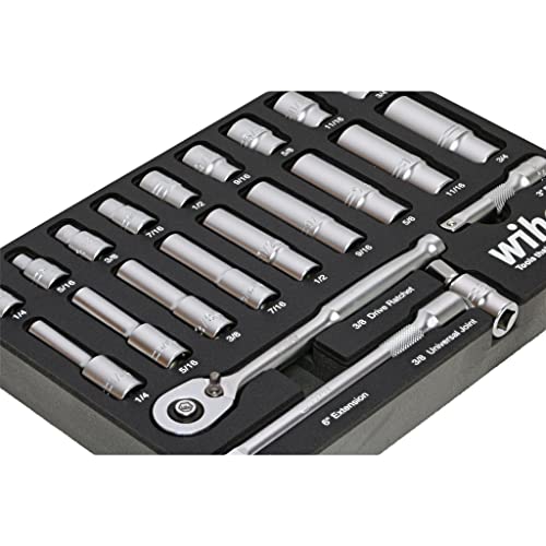 Wiha 33796 22 Piece 3/8" Drive Professional Standard And Deep Socket Tray Set - Sae #TOP1