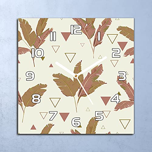 Horloge en Verre Sécurité Haute Finition Pendule Murale Design Moderne Triangles Palms - 3