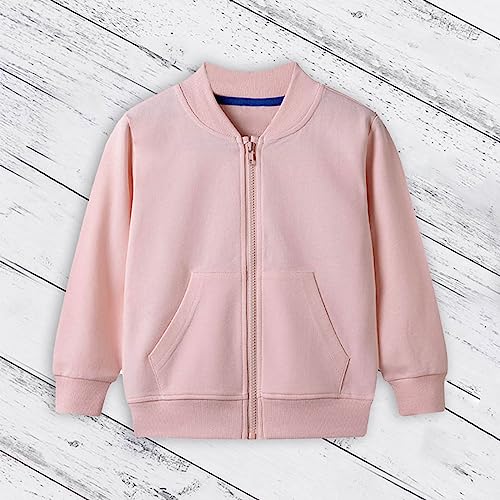 Toddler Boys Jacket Toddler Kids Baby Outwear Long Sleeve Round Neck Solid Color Jacket Zipper Hooded (Pink, 4-5 Years)2