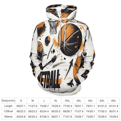 Sweat à capuche imprimé graffiti avec illustration de basket-ball - 4