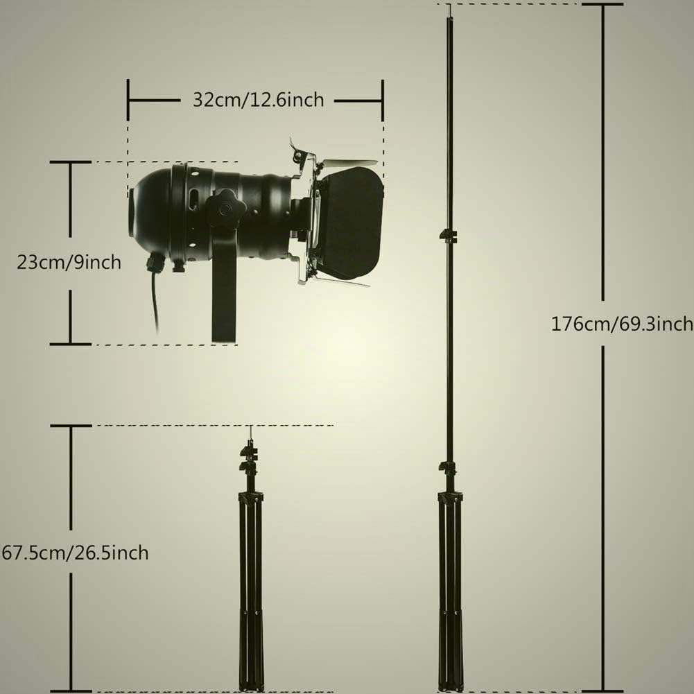 Industriale nero treppiede lampada da terra Stand luci, 5m cavo con interruttore in piedi luce treppiede collo d'oca per soggiorno camera da letto ufficio bar illuminazione, 2 confezioni